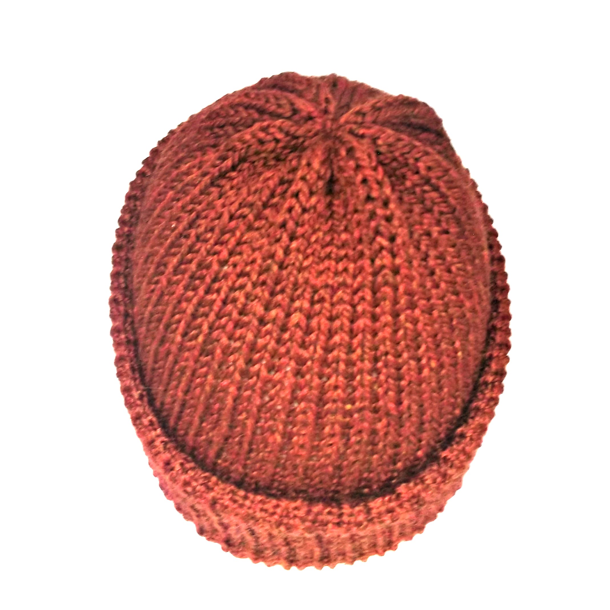 The Bronze fisherman beanie, burnt orange knitted hat, handmade with soft acrylic yarn - Image 3