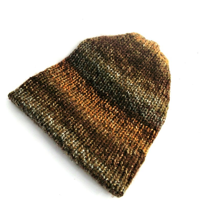 The Coyote fisherman beanie, brown knitted hat, handmade with soft acrylic yarn - Image 4