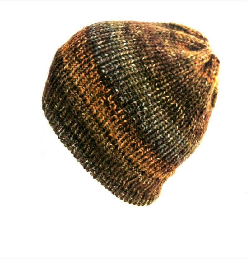 The Coyote fisherman beanie, brown knitted hat, handmade with soft acrylic yarn - Image 2