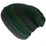 The Green grunge beanie hat, slouchy hat or turn-up beanie, handmade with soft acrylic yarn