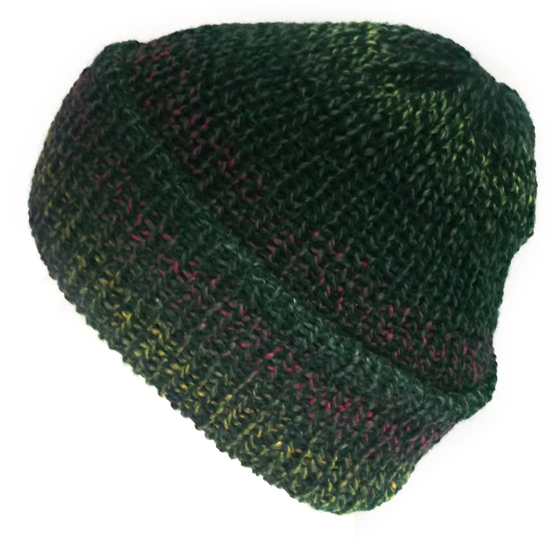 The Green grunge beanie hat, slouchy hat or turn-up beanie, handmade with soft acrylic yarn - Image 3