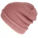 The Rose pink classic beanie hat, slouchy beanie, handmade with soft acrylic yarn